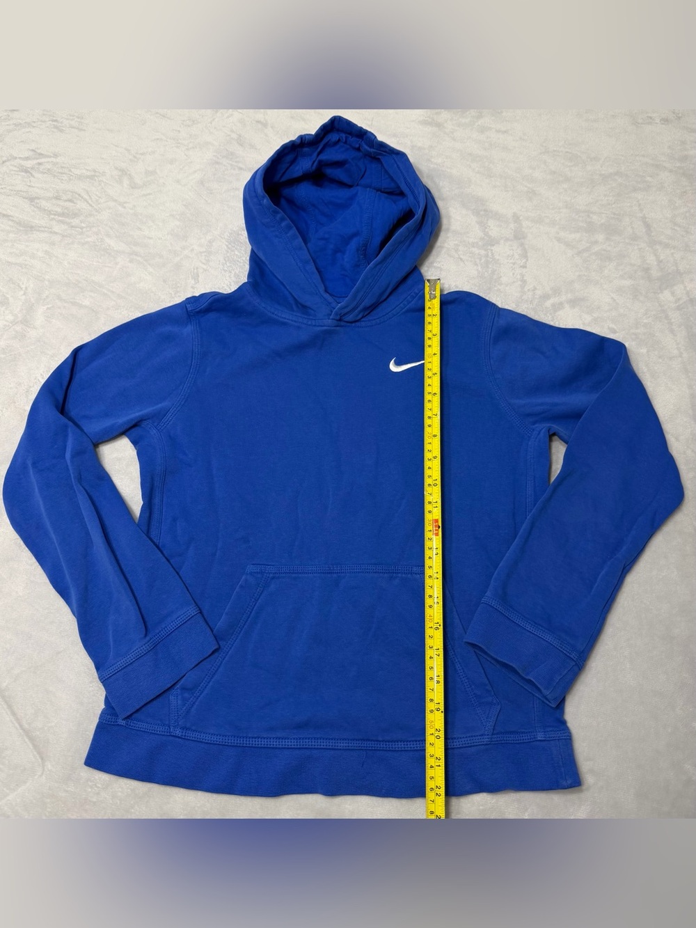 Nike Sportswear Blue White Embroidered Swoosh Pullover Hoodie Sweatshirt Boy XL - Picture 7 of 7